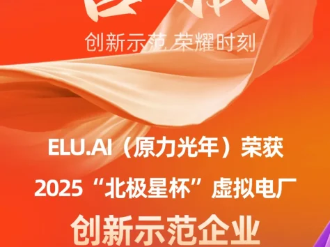 祝贺！ELU.AI（原力光年）荣膺2025“北极星杯”虚拟电厂创新示范企业！